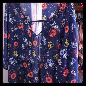 Navy blue top with meta studs